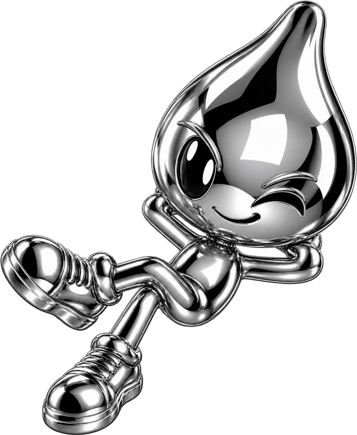 CHROMEBOY floating with his hands behind his head and a knowing wink